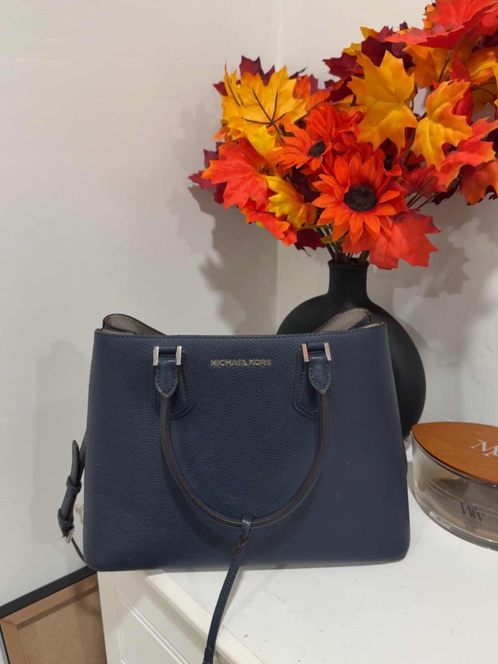 Michael Kors Navy Pebbled Leather Tote